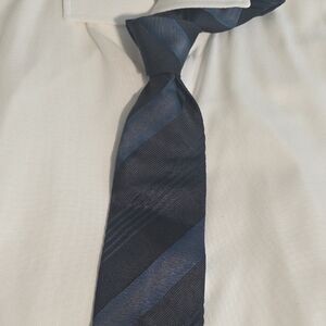 Calvin Klein Navy Blue Striped Silk Tie